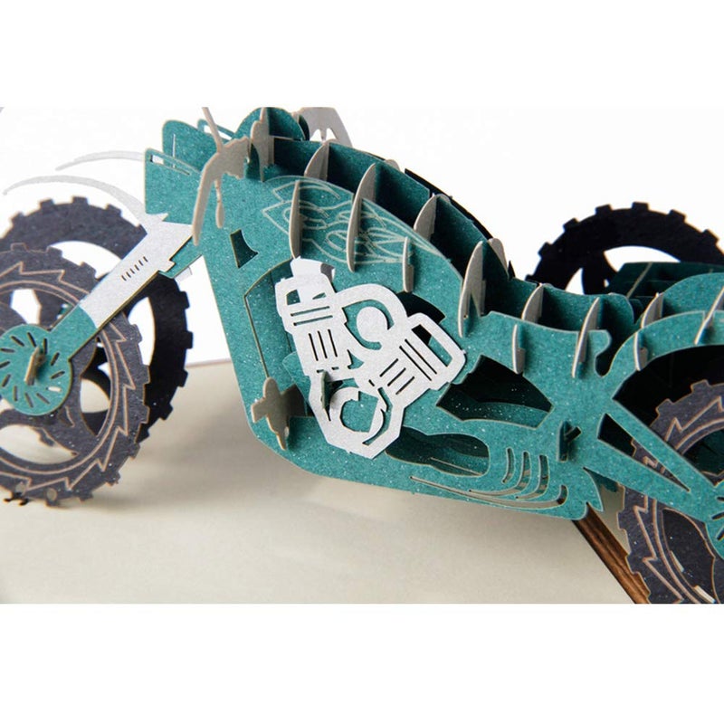 ENJOYPRO Motorcycle Pop Up Card, 3D Laser Cut Birthday Card for Father, Pack of 1 - Image 3